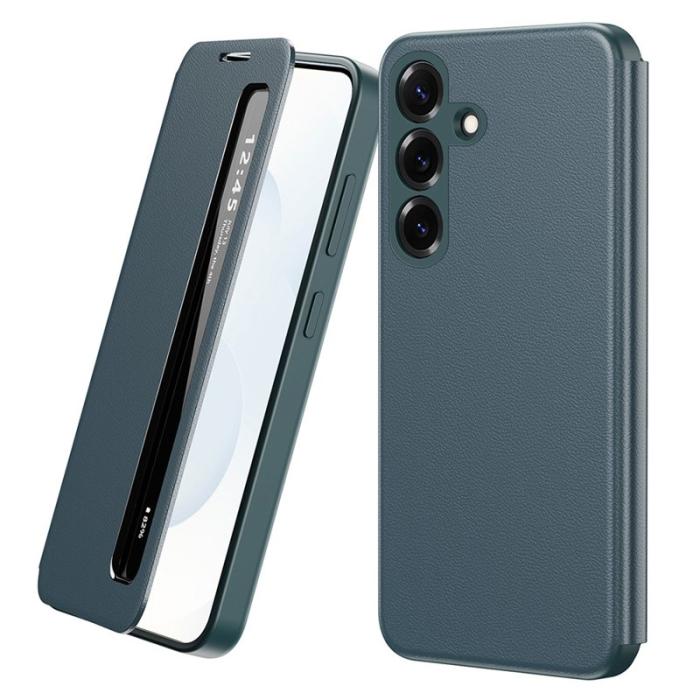 OEM - Mobilfodral för Samsung Galaxy S26 Smart View Konstläder - Grön