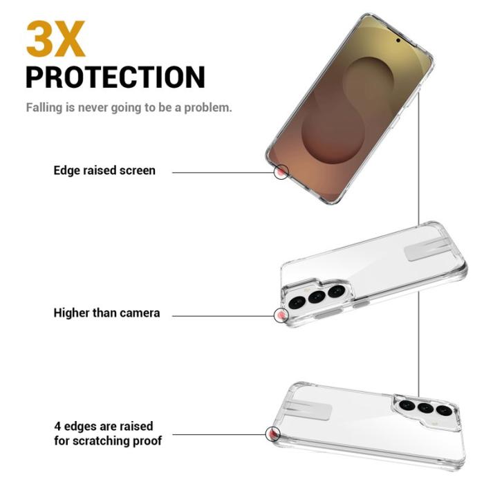 OEM - Mobilskal för Samsung Galaxy S26 TPU + PC med Kickstand - Transparent