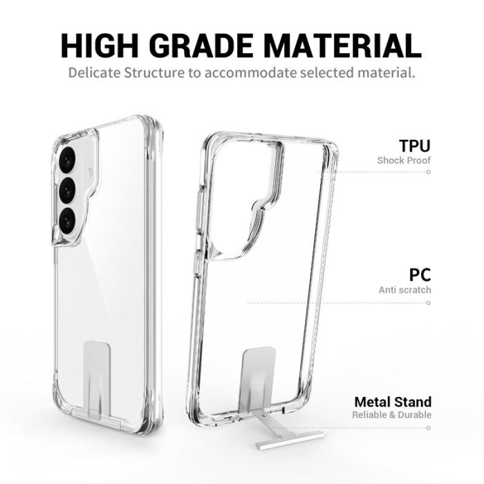 OEM - Mobilskal för Samsung Galaxy S26 TPU + PC med Kickstand - Transparent