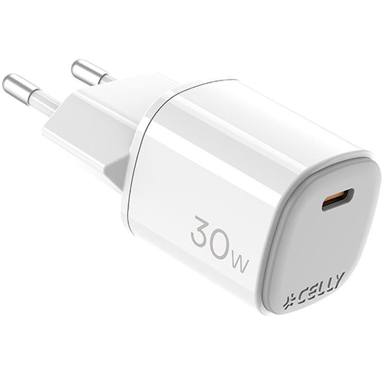 Celly Snabbladdare GaN 1 x USB-C PD 30W - Vit | 505295 | AlltMobil