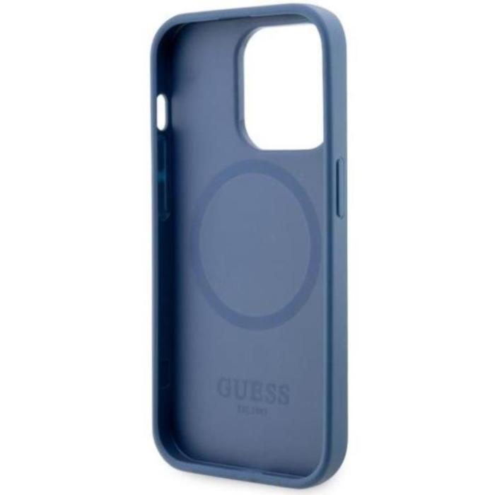 Guess - Guess iPhone 14 Pro Mobilskal MagSafe Printed Stripes - Blå