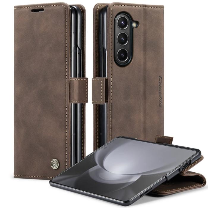 Caseme - CASEME 013 Series Samsung Galaxy Z Fold5 Plånboksfodral Konstläder Brun
