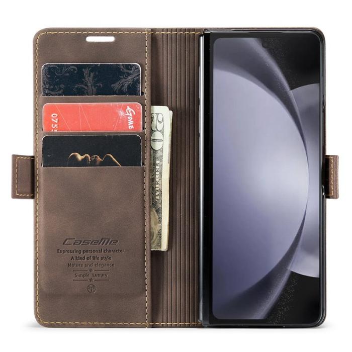 Caseme - CASEME 013 Series Samsung Galaxy Z Fold5 Plånboksfodral Konstläder Brun