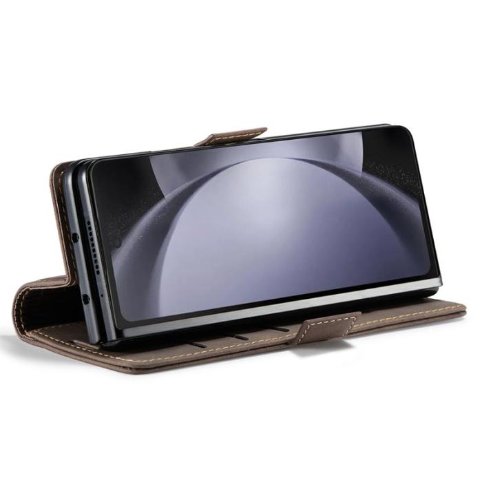 Caseme - CASEME 013 Series Samsung Galaxy Z Fold5 Plånboksfodral Konstläder Brun