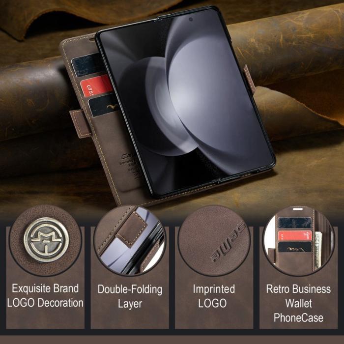 Caseme - CASEME 013 Series Samsung Galaxy Z Fold5 Plånboksfodral Konstläder Brun