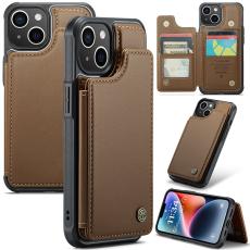 Caseme - CASEME C22 iPhone 14 Plus Fodral KonstL&auml;der RFID-Skydd- Brun