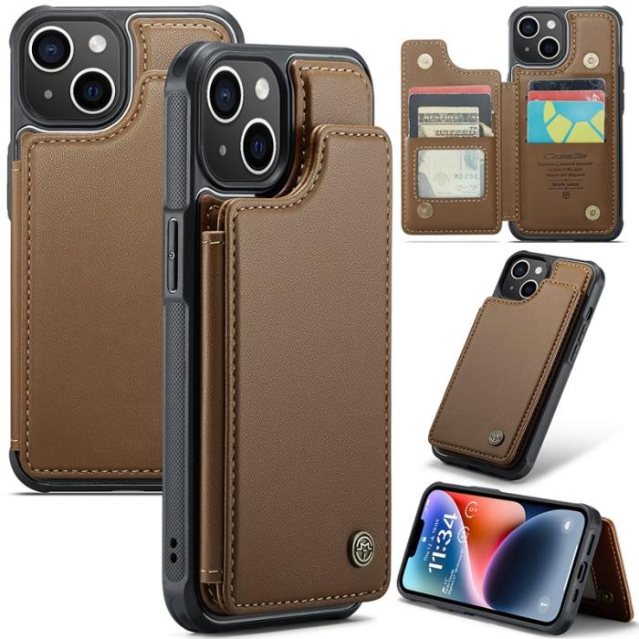 Caseme - CASEME C22 iPhone 14 Plus Fodral KonstLäder RFID-Skydd- Brun