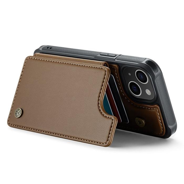 Caseme - CASEME C22 iPhone 14 Plus Fodral KonstLäder RFID-Skydd- Brun
