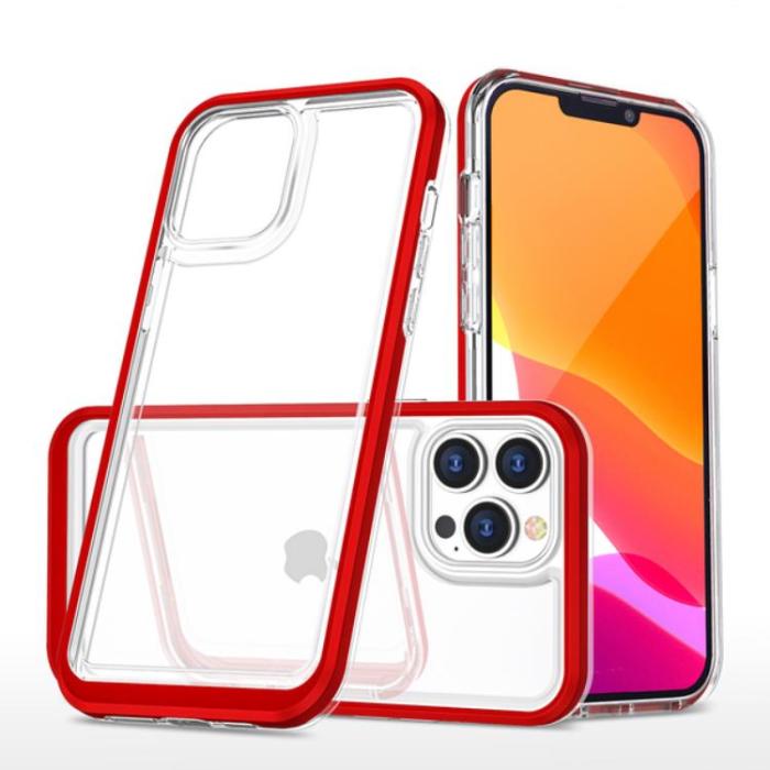 OEM - iPhone 14 Pro Max Mobilskal Clear 3in1 - Röd