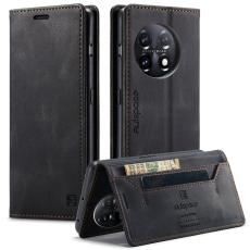 AUTSPACE - AUTSPACE A01 Wallet Fodral f&ouml;r OnePlus 11 5G - KonstL&auml;der - Svart