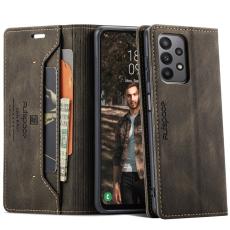 AUTSPACE - AUTSPACE A01 Wallet Fodral f&ouml;r Samsung Galaxy M23 5G - KonstL&auml;der - Kaffe