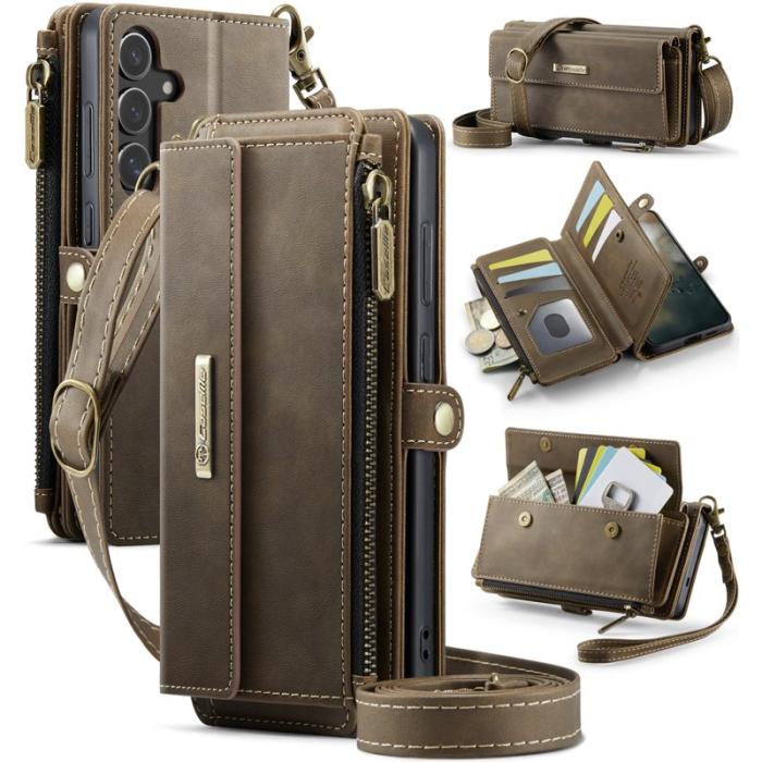 Caseme - CASEME Konstläder Plånboksfodral till Samsung Galaxy S25 med RFID-Skydd, Brun