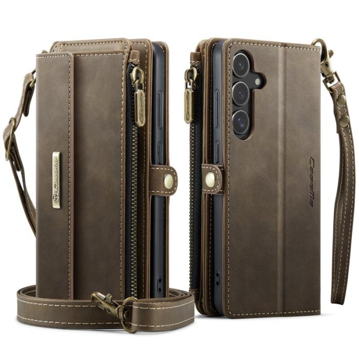Caseme - CASEME Konstläder Plånboksfodral till Samsung Galaxy S25 med RFID-Skydd, Brun