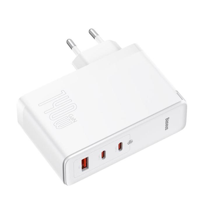BASEUS - Baseus GaN5 EU Väggladdare USB-A Till 2x USB-C 140W - Vit