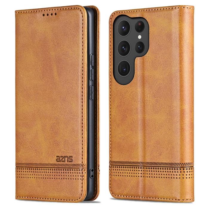 AZNS - AZNS Samsung Galaxy S25 Ultra Plånboksfodral Konstläder - Brun