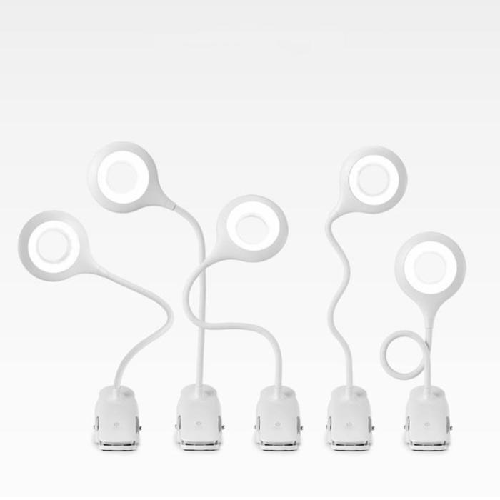 UTGATT5 - Trådlös LED-läslampa med klämma + micro USB-kabel - Vit