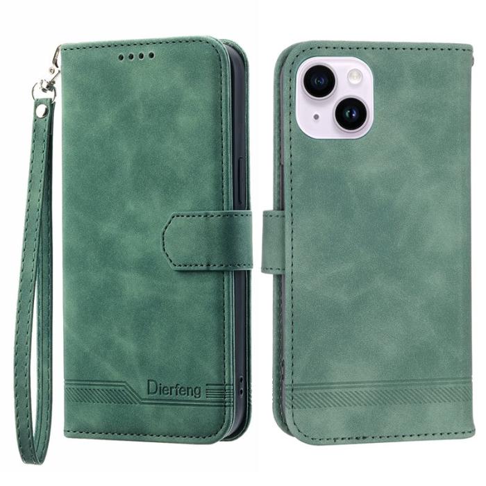 DIERFENG - DIERFENG DF-03 iPhone 14 Plus Plånboksfodral Konstläder - Grön