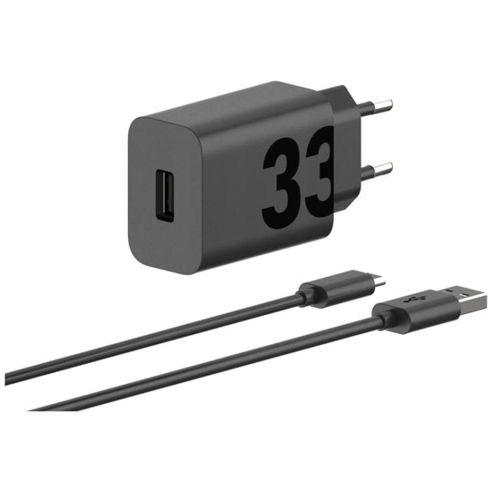 Motorola - Motorola Snabbladdare 33W USB-A med 1m Kabel TurboPower - Svart