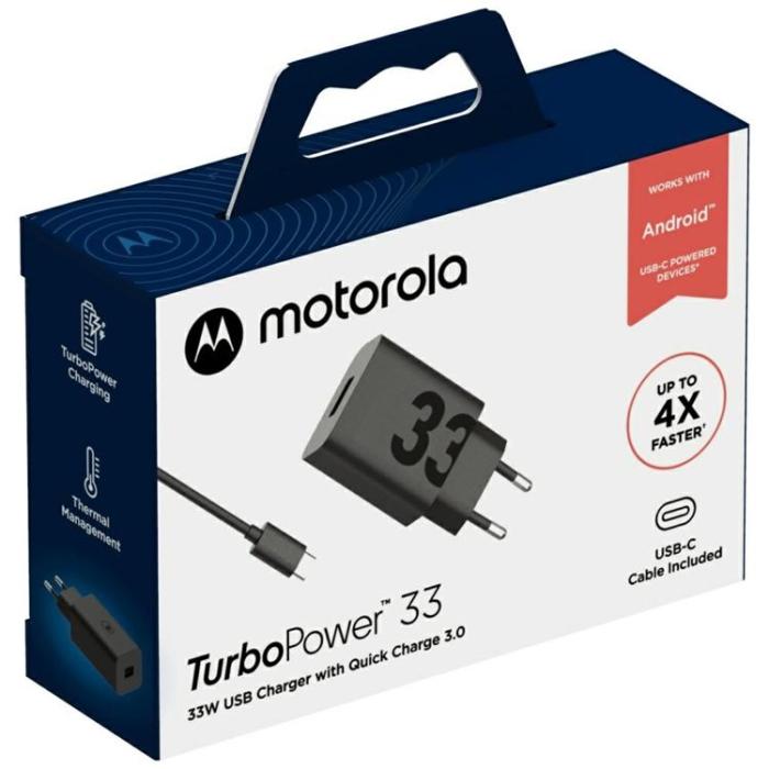 Motorola - Motorola Snabbladdare 33W USB-A med 1m Kabel TurboPower - Svart