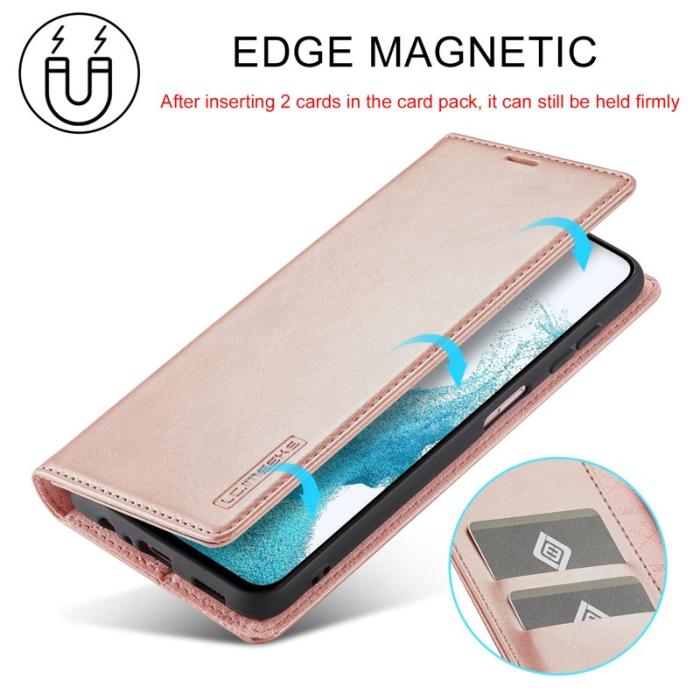 LC.imeeke - LC.IMEEKE Plånboksfodral för Samsung Galaxy S23 FE - Konstläder- Roséguld