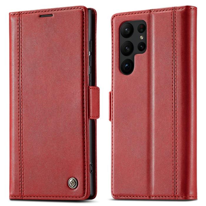 LC.imeeke - LC.IMEEKE Plånboksfodral för Samsung Galaxy S24 Ultra - Konstläder - Röd