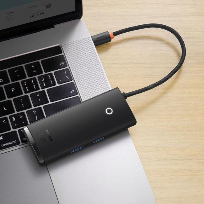 UTGATT1 - Baseus Lite Series 6-Port USB-C Hub Adapter - Svart