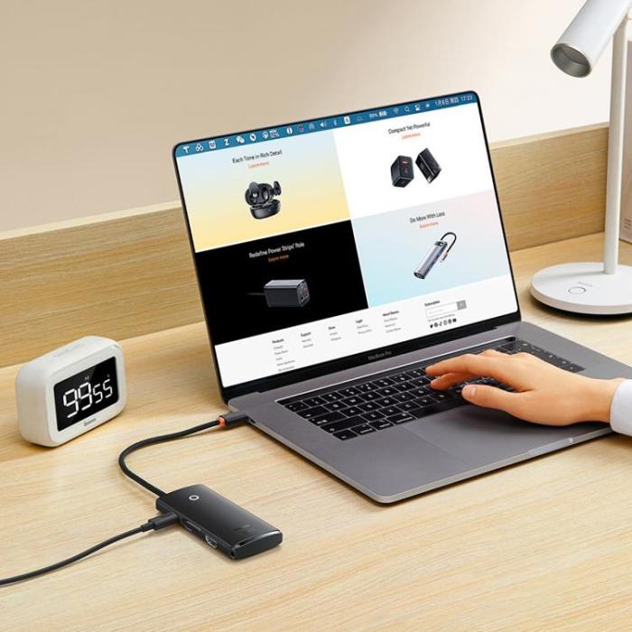UTGATT1 - Baseus Lite Series 6-Port USB-C Hub Adapter - Svart