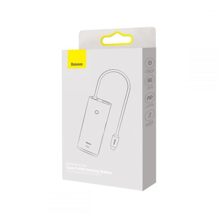 UTGATT1 - Baseus Lite Series 6-Port USB-C Hub Adapter - Svart