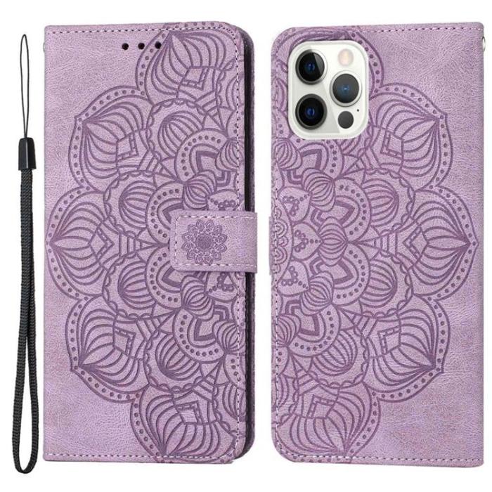 OEM - iPhone 14 Pro Max Plånboksfodral Mandala Flower - Lila