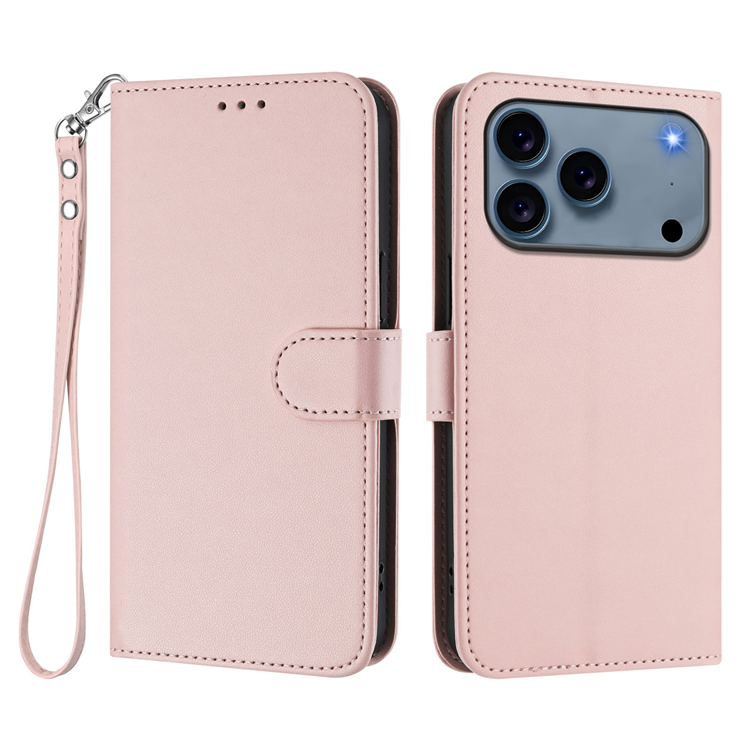 iPhone 17 Pro Max Plånboksfodral Läder med Handledsrem - Rosa | 2353 | AlltMobil