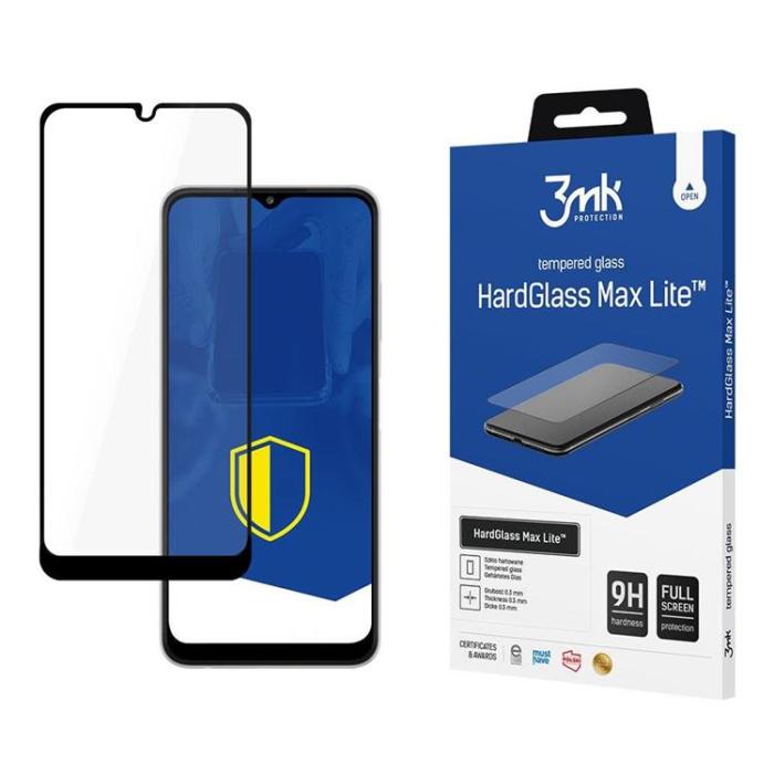 3MK - 3MK Galaxy A22 5G Härdat Glas Skärmskydd Max Lite - Svart