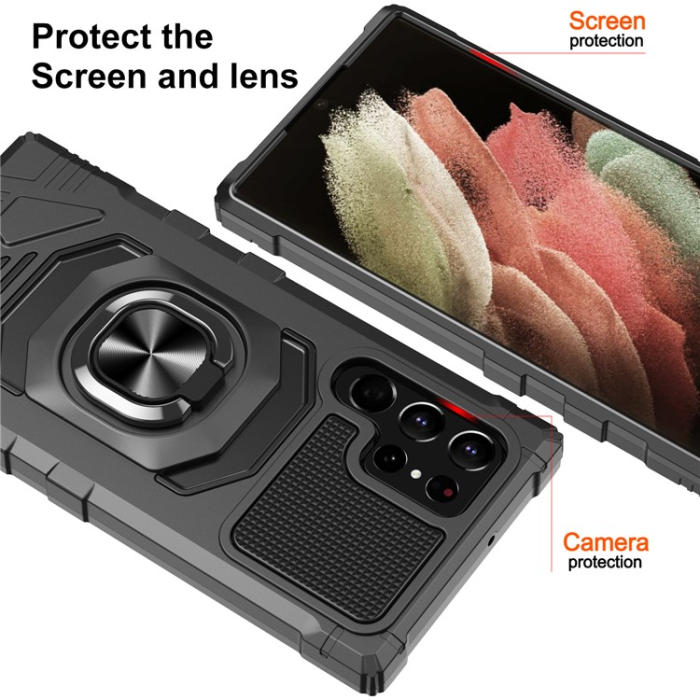 OEM - Galaxy S23 Ultra Skal Ringhållare Kickstand Anti-Fall - Svart