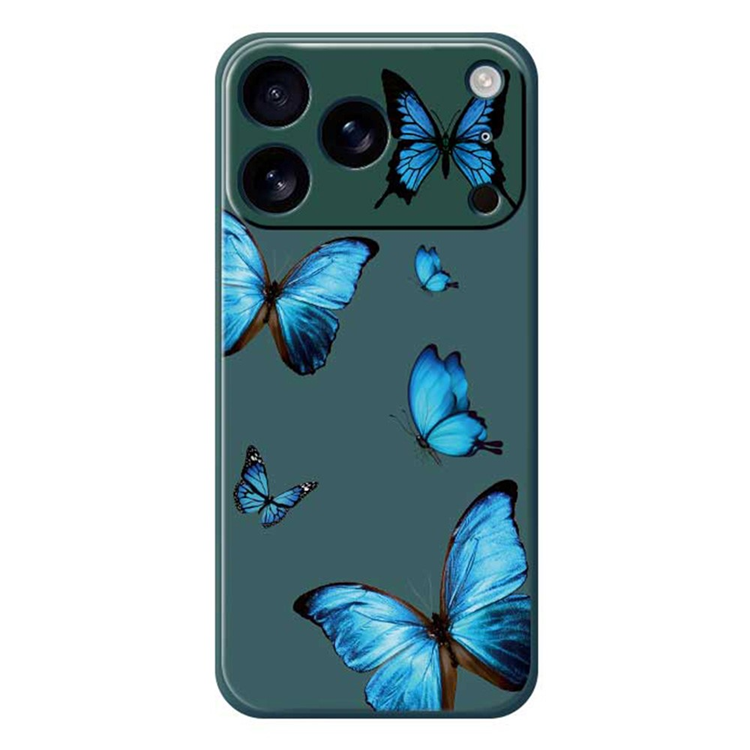 iPhone 17 Pro Mobilskal Blue Butterflies Pattern TPU - Grön | 2353 | AlltMobil