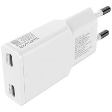 4smarts - 4smarts Snabbladdare 30W 2xUSB-C GaN FlatPlug Slim - Vit