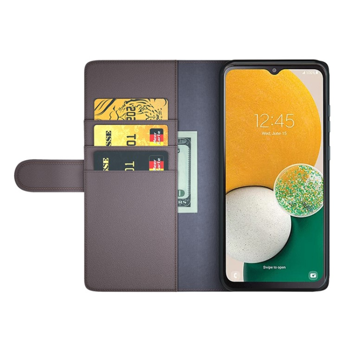 A-One Brand - Galaxy A14 5G/4G Plånboksfodral Äkta Läder Folio Flip - Brun