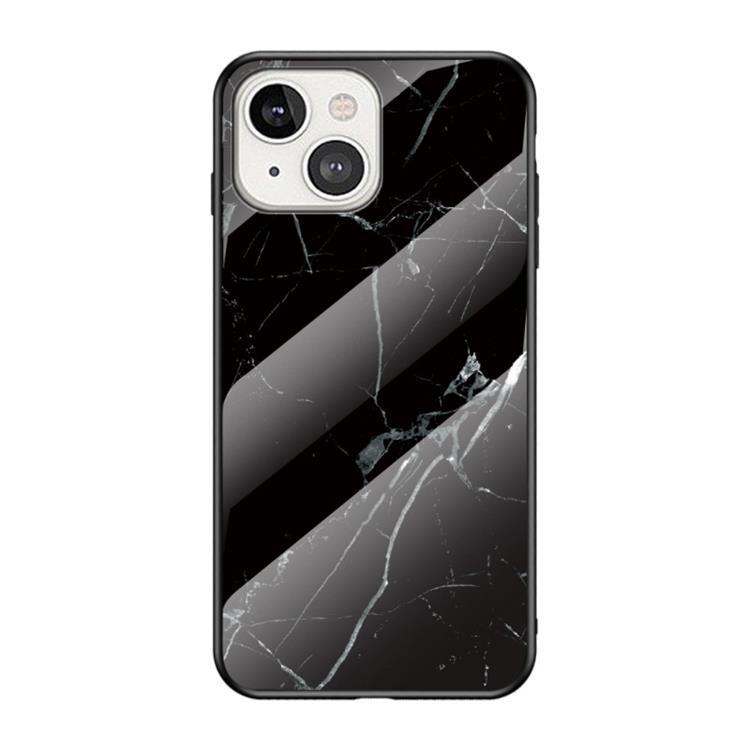 Anti-Scratch Härdat Glas Skärmskydd skal iPhone 13 mini - Svart Marble | 5468 | AlltMobil