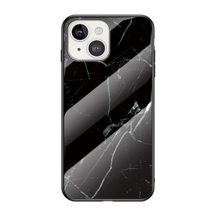 OEM - Anti-Scratch Härdat Glas Skärmskydd skal iPhone 13 mini - Svart Marble