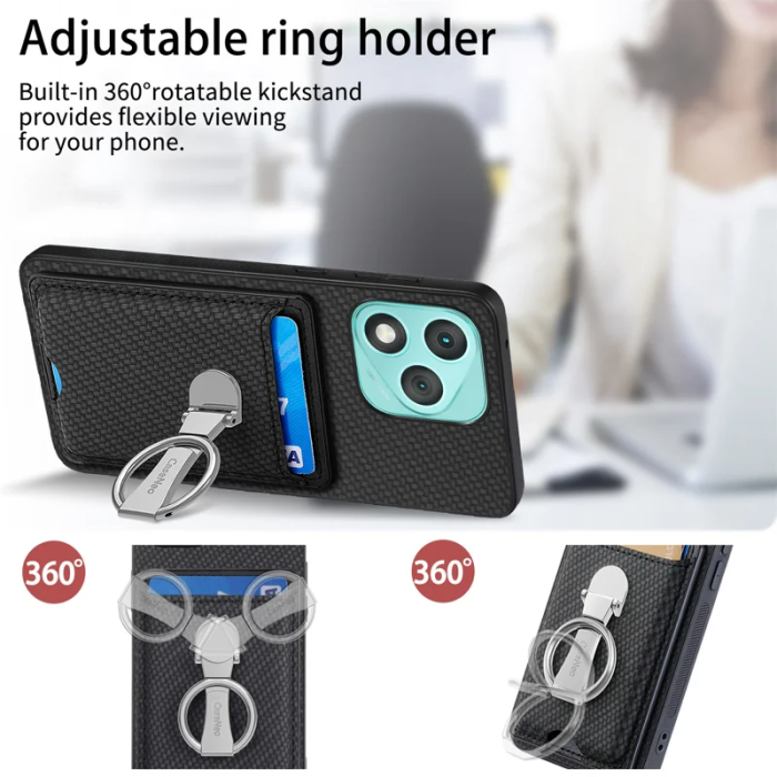 A-One Brand - Honor 400 Lite Mobilskal Korthållare Carbon Fiber - Svart