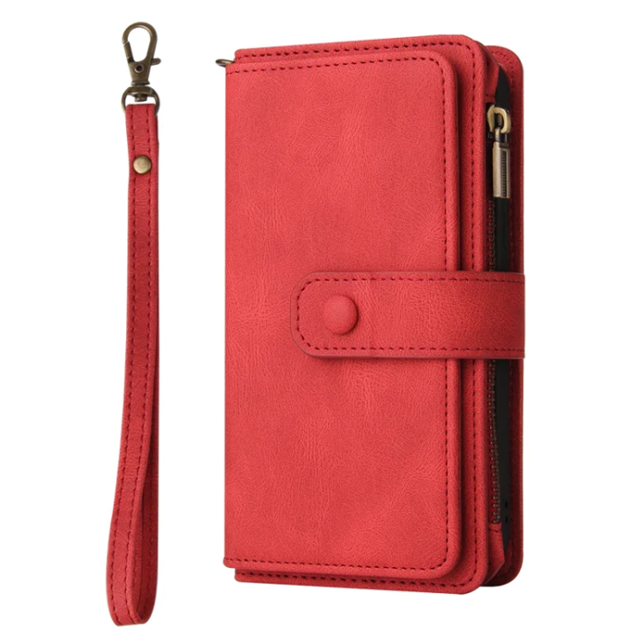 A-One Brand - iPhone 17 Konstläder Plånboksfodral Zipper Rem