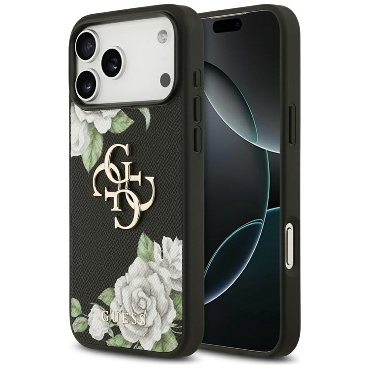 Guess iPhone 17 Pro Mobilskal Grained Roses - Svart | 2353 | AlltMobil