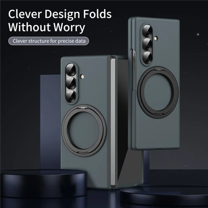 A-One Brand - Galaxy Z Fold7 5G Mobilskal Ring Kickstand Hård PC - Grön