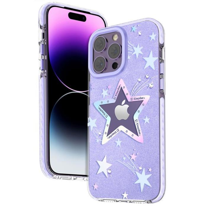 Kingxbar - Kingxbar iPhone 14 Plus Skal Heart Star - Lila Star