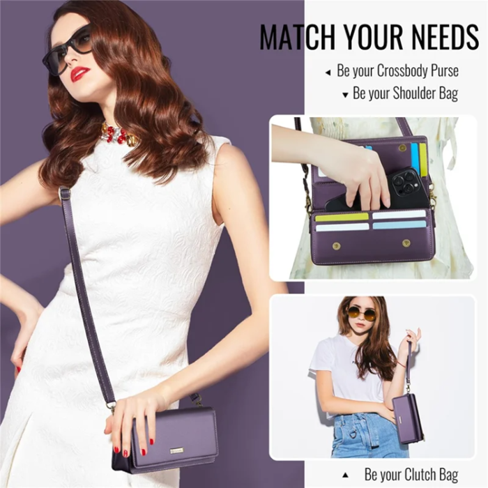Caseme - CASEME Crossbody Väska RFID Blocking Me30 Max Läder - Lila