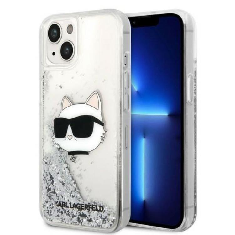 Karl Lagerfeld iPhone 14 Plus Skal Glitter Choupette Head - Silver | 2353 | AlltMobil