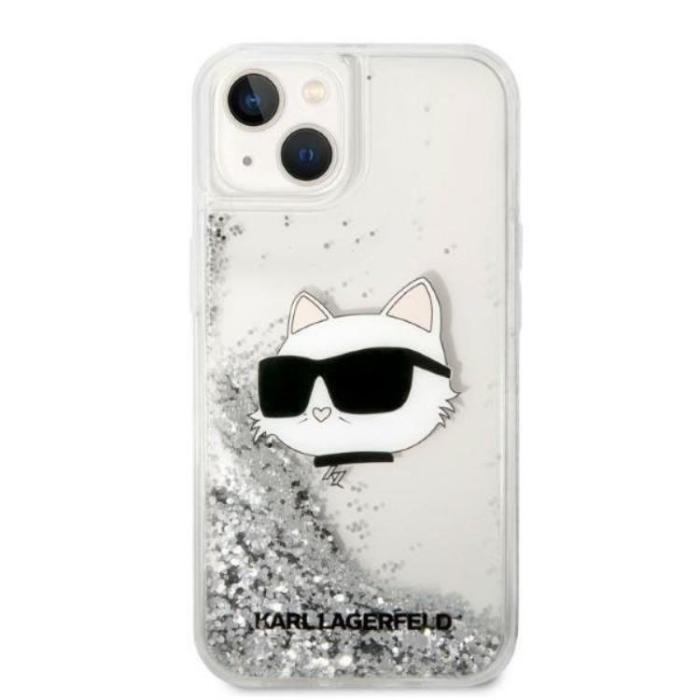 KARL LAGERFELD - Karl Lagerfeld iPhone 14 Plus Skal Glitter Choupette Head - Silver