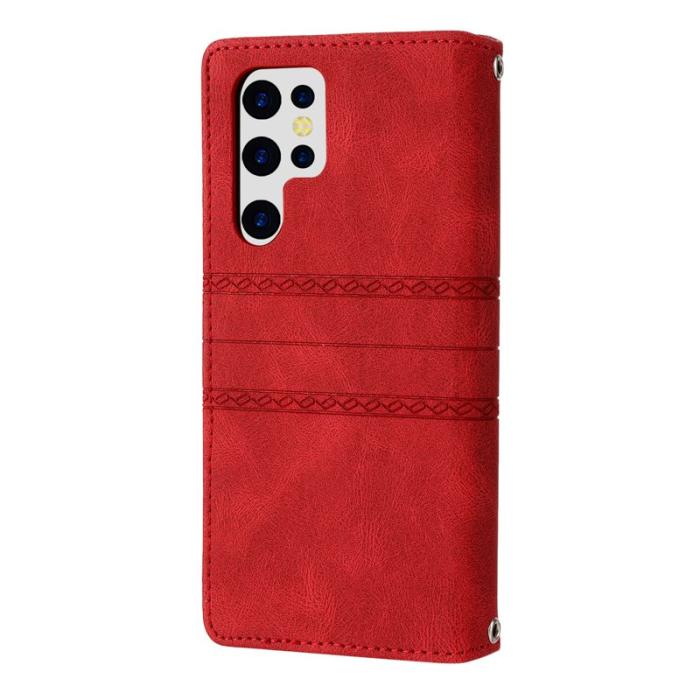 OEM - Samsung Galaxy S26 Ultra Fodral Konstläder Impräntad - Röd