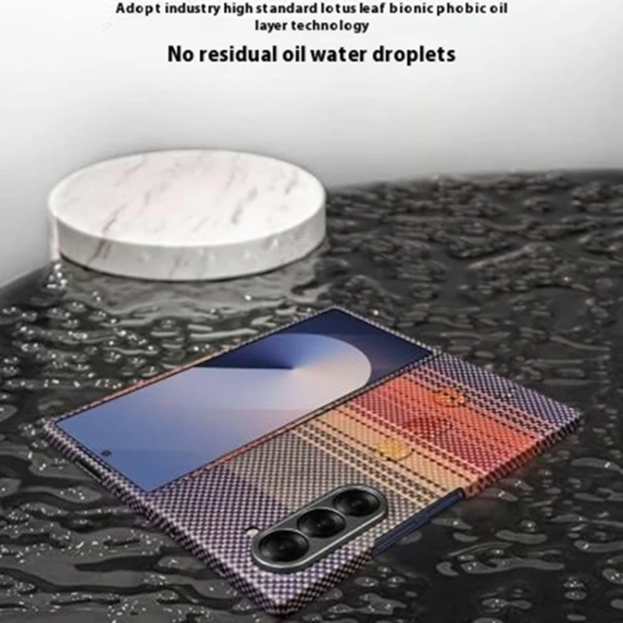 A-One Brand - Galaxy Z Fold 6 5G Mobilskal Magsafe Aramid Fiber - Blå Floating Weave