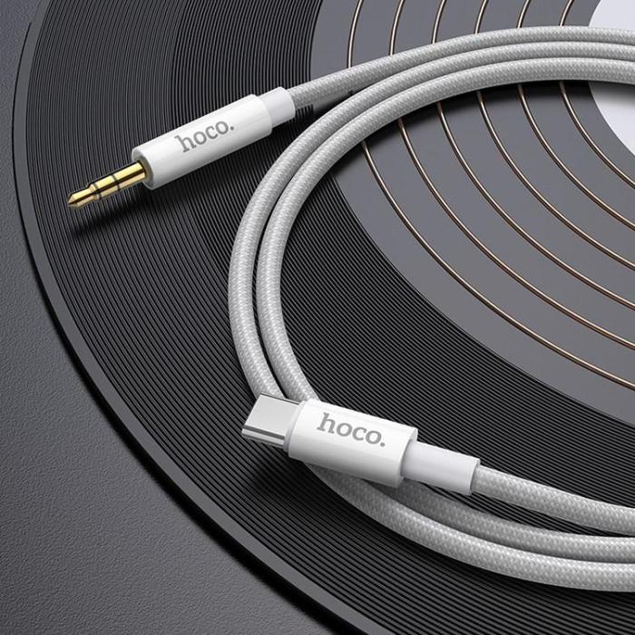 Hoco - HOCO Kabel AUX Jack 3,5 mm till USB-C UPA19 1 m silver