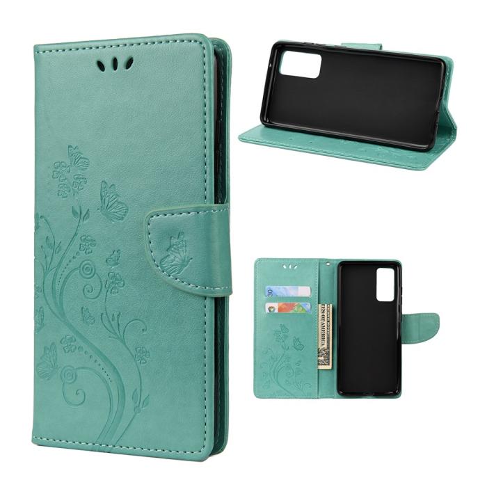 A-One Brand - Butterfly Plånboksfodral Galaxy A52 5G - Turkos