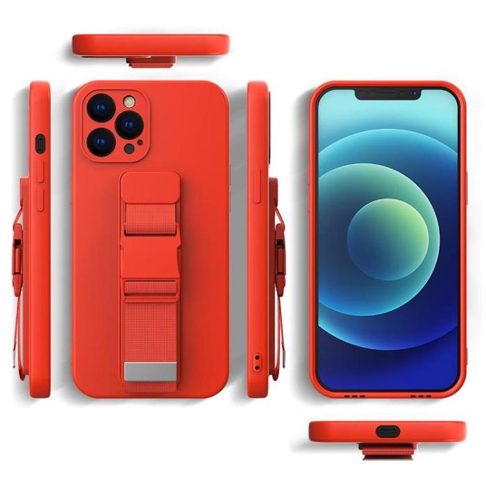 OEM - Rope Gel Airbag Skal Med Lanyard Redmi 10X / Redmi Note 9 - Röd